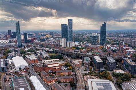 Aerial View Of Manchester City In Uk 5088052 Stock Photo At Vecteezy