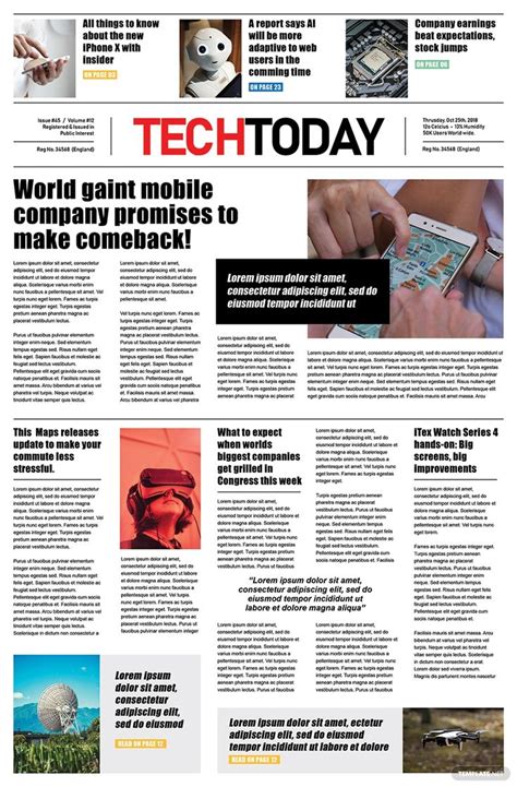 Technology Newspaper Template Word PSD Apple Pages Publisher Template Net Newspaper