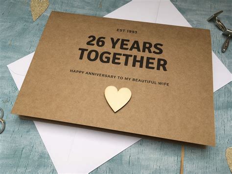 Personalised Custom 26 Year Wedding Anniversary Card Parent