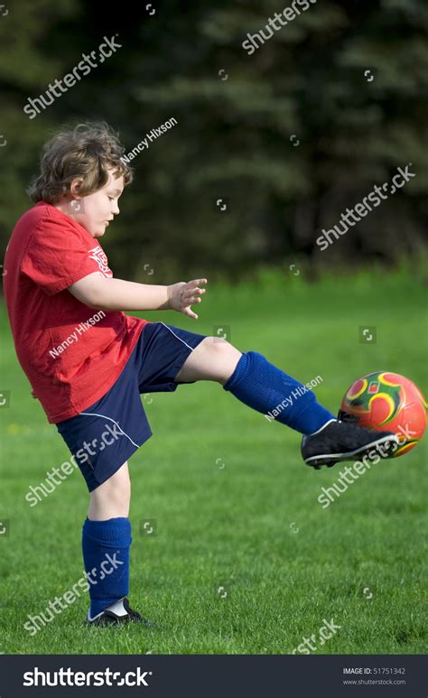 Young Soccer Player Doing Big Kick Stock Photo 51751342 Shutterstock