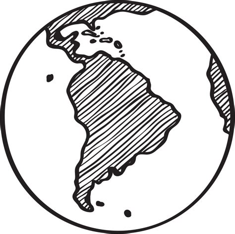 Freehand Drawing World Map Sketch On Globe 10251848 Png