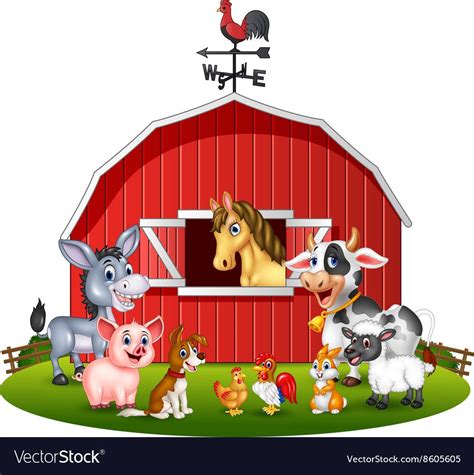 Cartoon Of Farm Background With Animals Royalty Free Vector Animales