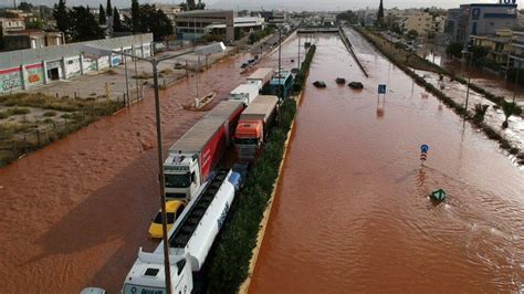 Greece Floods After Heavy Rain Kill Seven Near Athens Bbc News