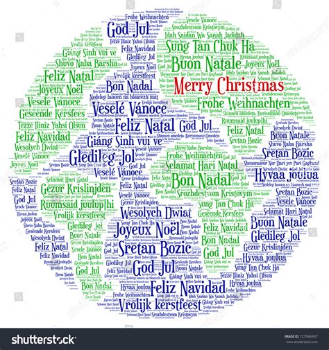 Words Cloud Merry Christmas All Languages Stock Vector Royalty Free