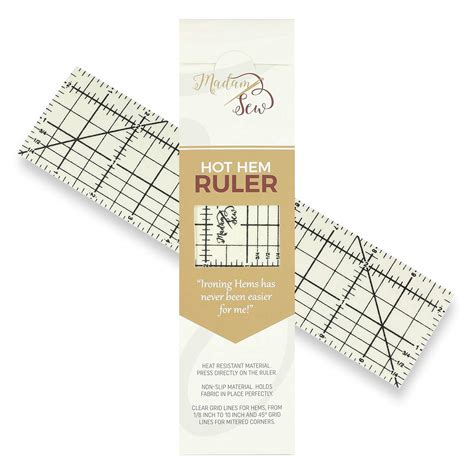 Madam Sew Hot Hem Ruler For Quilting And Sewing Non Slip Hot Ironing
