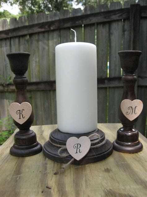 Wooden Wedding Unity Candle Holder Set Shabby By Forever2cherish 49