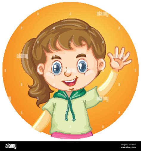 Girl Waving Hand On Round Background Stock Vector Image And Art Alamy