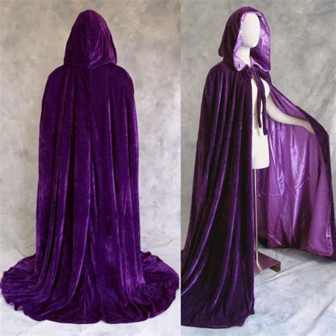 Gothic Hooded Purple Velvet Cloak Gothic Wicca Robe Medieval Witchcraft