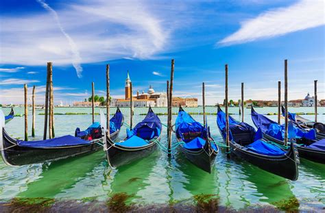 Gondolas Moored By San Marco Square Venice Stock Image Image Of