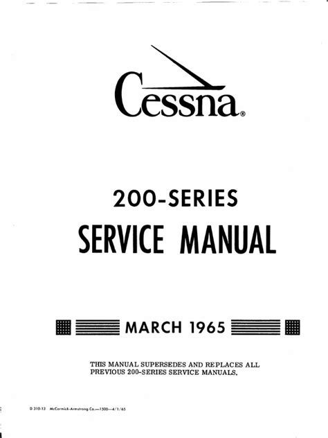 Cessna service department stands ready to serve you. Cessna 200 Service Manual (1965) | Landing Gear | Motor Oil
