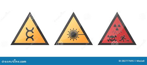 Hazard Icons Vector Yellow Triangle Warning Signs Stock Illustration