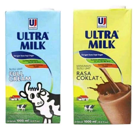 Jual Susu Ultra Milk Full Cream 1000ml Uht 1l Plain Coklat Shopee Indonesia