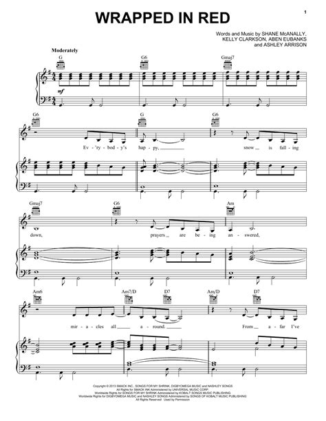 Kelly Clarkson Wrapped In Red Sheet Music Notes Download Printable PDF Score