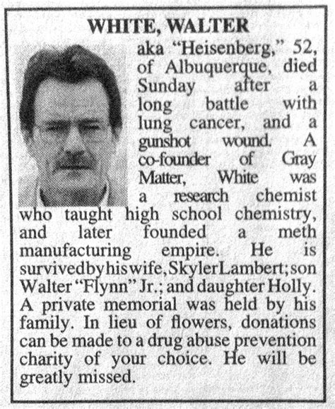 Breaking Bad Fan Places An Obituary For Walter White In Albuquerque