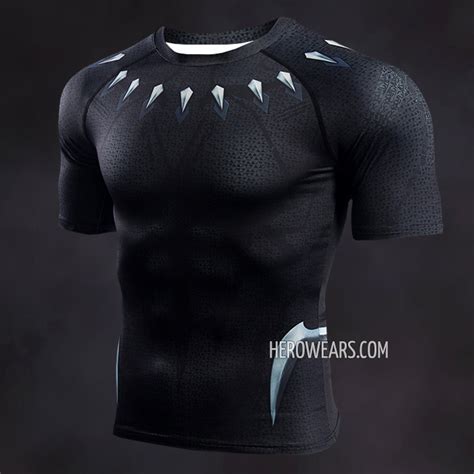 Black Panther Compression Shirt Short Sleeve Rashguard
