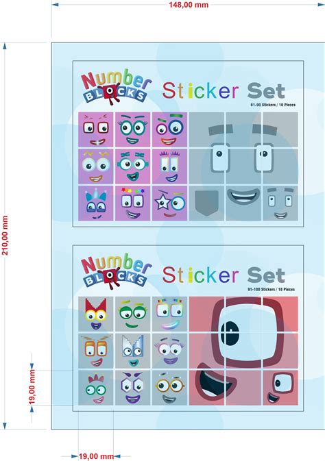 Numberblocks 81 100 Faces For 2cm Cubes A5 Sticker Etsy España