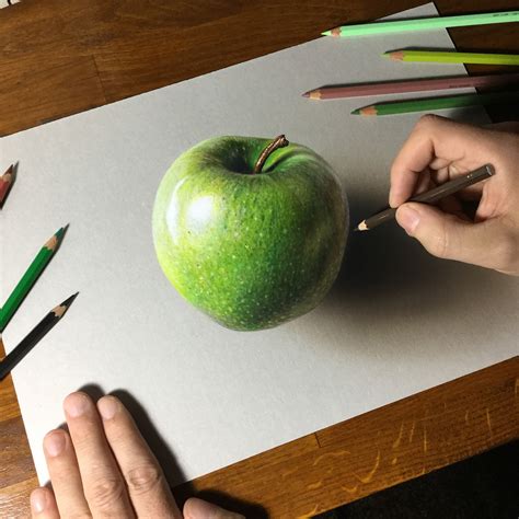 See how to draw a realistic watercolour of a kiwi. Green Apple Drawing on Behance
