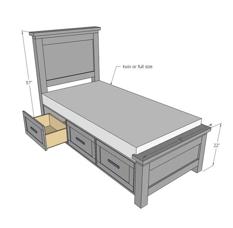 If you're looking at building a bed frame out of 2×4 and 2×6 wood pieces, you'll love this tutorial. Ana White | Farmhouse Storage Bed with Drawers - Twin and ...