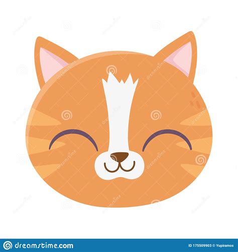 Cute Cat Face Feline Cartoon Animal Icon Stock Vector