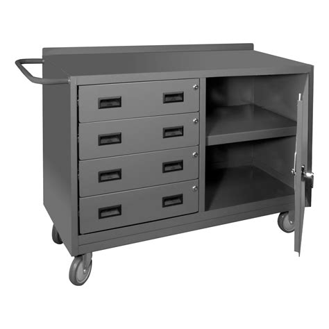 Mobile Bench Cabinet 1 Shelf 4 Drawers 18 14 X 54 18 X 36 38