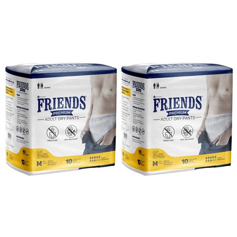 friends premium adult diapers pant style 20 count m with odour lock and anti bacterial