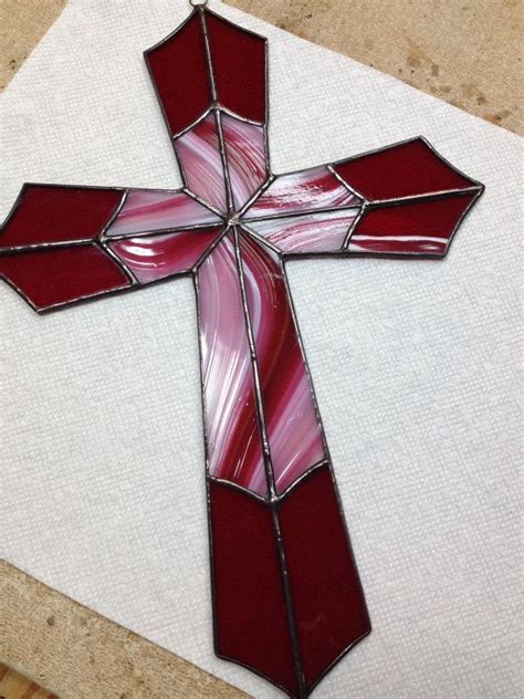 Stained Glass Cross Etsy Stain Glass Cross Stained Glass Crafts
