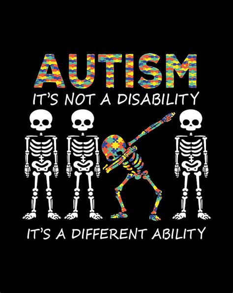 Autism Its A Different Ability Funny Dabbing Skeleton T Digital Art