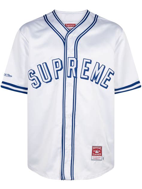 Supreme Mitchell And Ness Satin Baseball Jersey T Shirt Farfetch