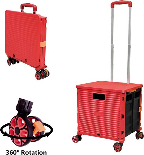 foldable shopping trolley box on wheels with lid wear resistant noiseless 360°rotate wheel