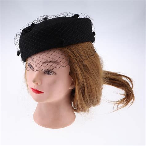 ladies vintage wool felt pillbox hat with veil wedding church fascinator hat ebay