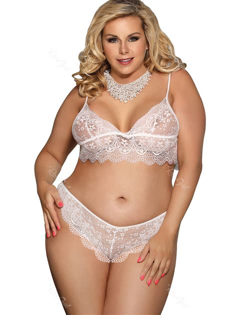 Lace Plus Size Bra And Panty Lingerie Set 38 Off Rosegal