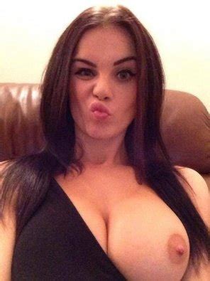 Brunette Hot Cutie Showing Her Decent Boob Porn Photo