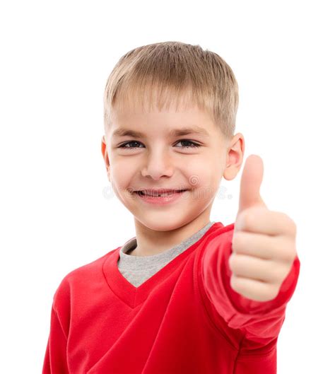 Portrait Of Happy Boy Showing Thumbs Up Gesture Stock Photo Image Of