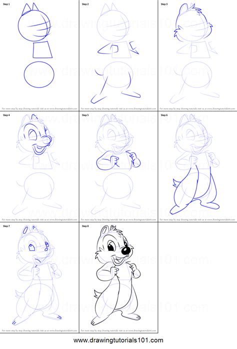 How To Draw Dale From Chip And Dale Printable Step By Step