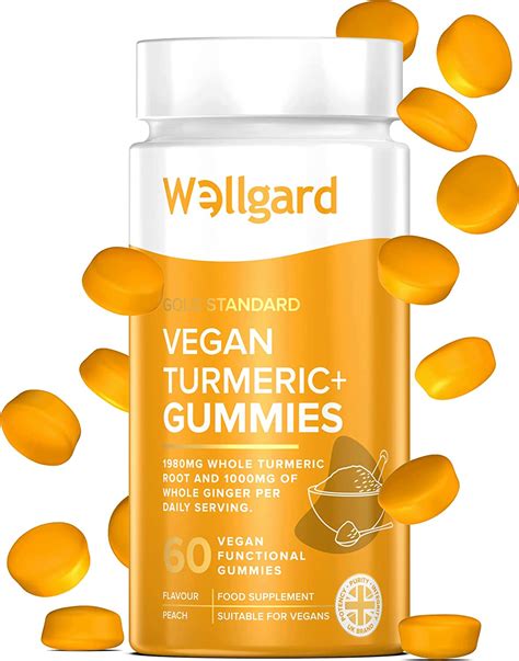 Vegan High Strength Turmeric Gummies With Ginger By Wellgard Mg