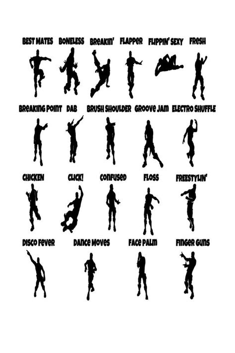 Fortnite Emotes Poster 24 X 36 2 For 12 Dance Silhouette