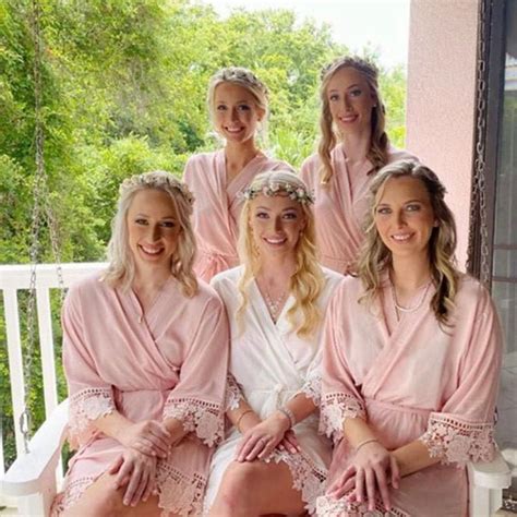 Personalized Cotton Lace Bridesmaid Robes Set Of Robes For Etsy In