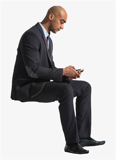 Cutout Man Sitting Phone People Sitting Png Person Business Man