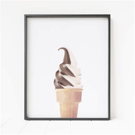 Ice Cream Print Chocolate And Vanilla Soft Serve Ice Cream Swirl Cone Print Twist Cone Print