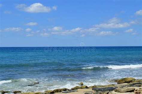 Mediterranean Sea Beach Landscape Waves And Rocks Stock Photo Image