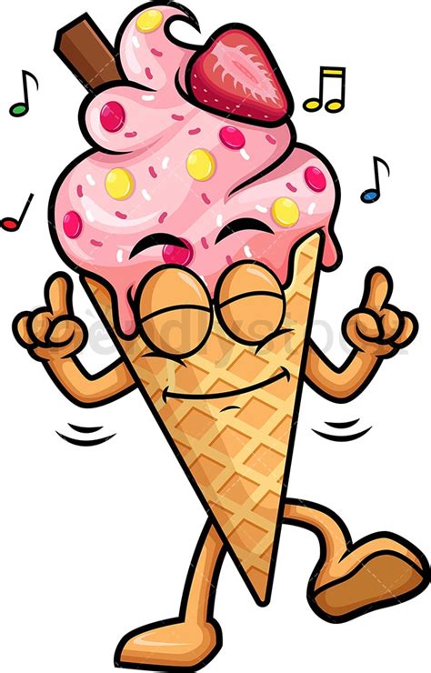 Happy Ice Cream Dancing Cartoon Clipart Vector Friendlystock