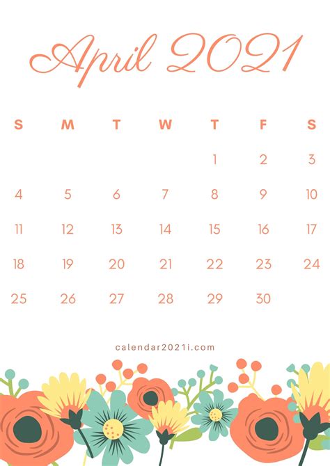 No way would be better than remember these. 2021 Floral Calendar Printable Monthly Templates ...