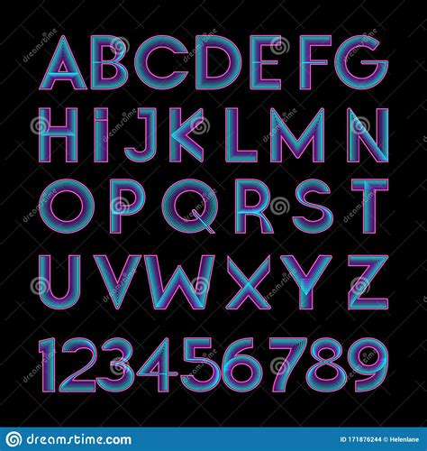 Neon Style Modern Font In Retro Disco 80s Style Stock Vector