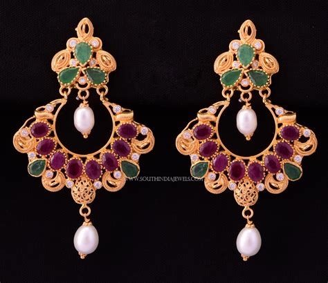 22k Gold Ruby Earrings From Bhima South India Jewels