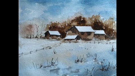 How To Paint A Simple Snow Scene In Watercolor Paint With David