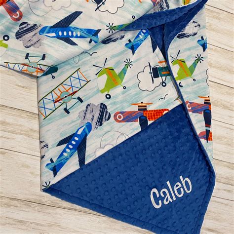 Personalized Baby Blanket Airplanes Blanket Double Minky Etsy
