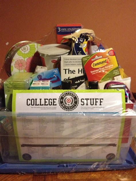 College dorm gift basket ideas. Put this fun gift basket together for my niece who is off ...