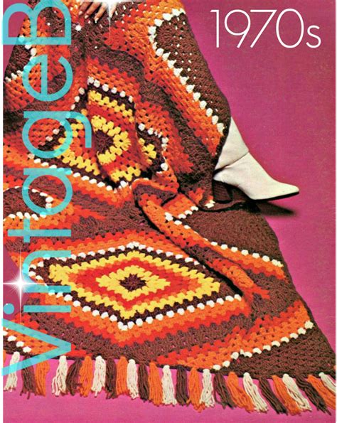 Boho Afghan Crochet Pattern Vintage Diamond Afghan 70s Granny Square