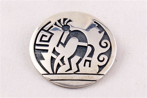 Hopi Overlay Sterling Silver Kokopelli Pin And Pendant By Wilmer Saufk