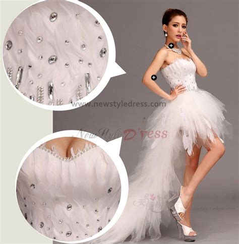 White Feathers Front Short Long Tiered Hot Sale Cocktail Dresses Nm 0164